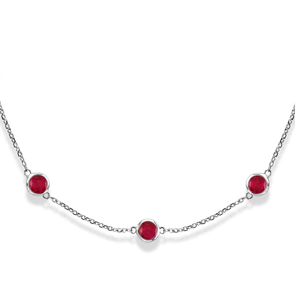 Rubies by The Yard Bezel Station Necklace in 14k White Gold 2.25ct