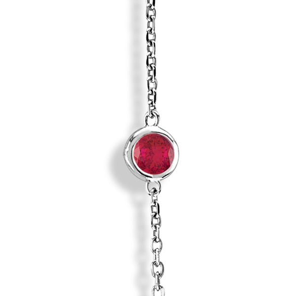 Rubies by The Yard Bezel Station Necklace in 14k White Gold 2.25ct
