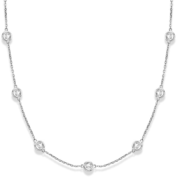 Diamond Station Necklace Bezel-Set 14k White Gold (3.00ct)