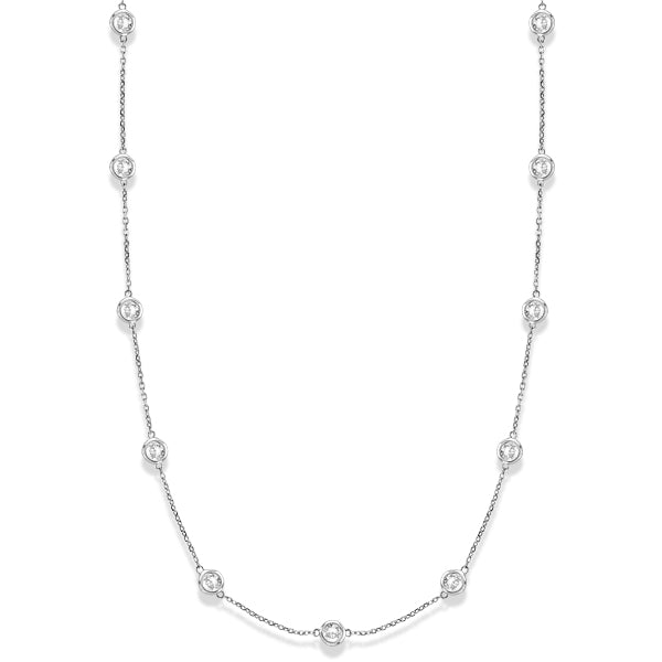Diamond Station Necklace Bezel-Set 14k White Gold (3.00ct)