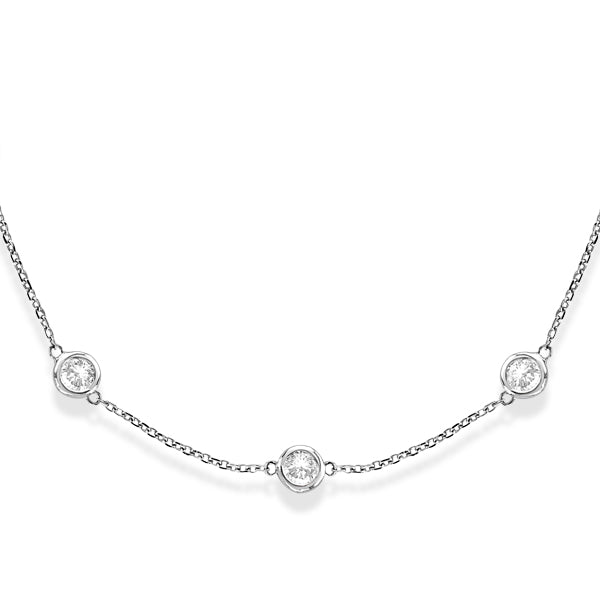 36 inch Long Lab Grown Diamond Station Necklace Strand 14k White Gold (6.00ct)