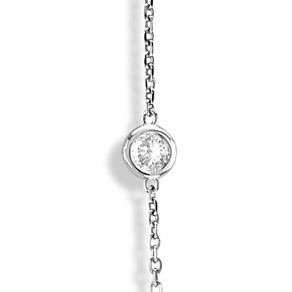 Lab Grown Diamonds By The Yard Station Necklace Bezel-Set 14k White Gold (3.00ct)