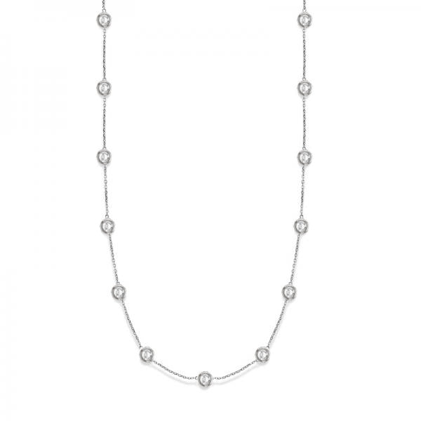36 Inch Long Lab Grown Diamond Station Necklace Strand 14k White Gold (8.00ct)
