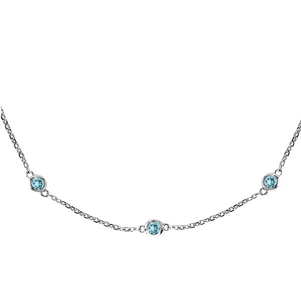 Aquamarine Gemstones by The Yard Station Necklace 14k W. Gold 1.25ct