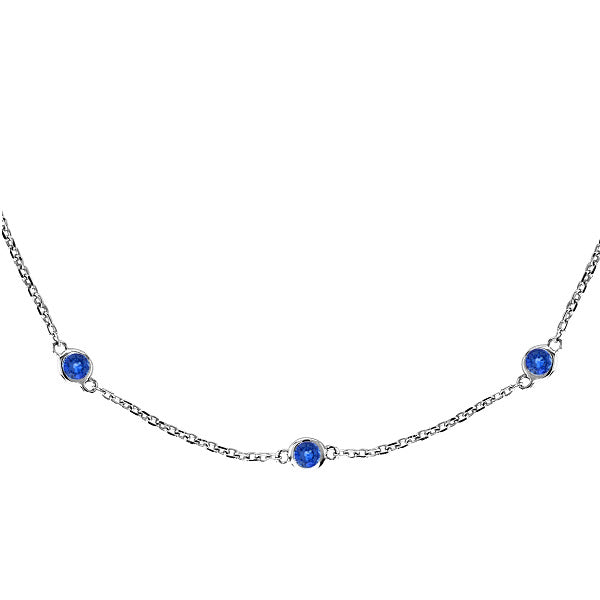 Blue Sapphires Gemstones by The Yard Necklace 14k White Gold 1.25ct