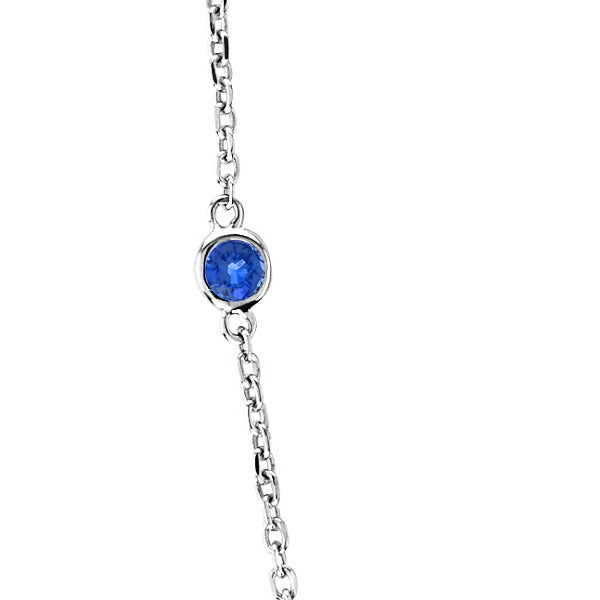 Blue Sapphires Gemstones by The Yard Necklace 14k White Gold 1.25ct