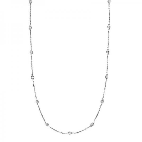 36 inch Long Lab Grown Diamond Station Necklace Strand 14k White Gold (1.50ct)