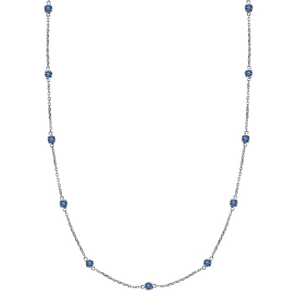 Fancy Blue Diamond Station Necklace 14k White Gold (0.33ct)