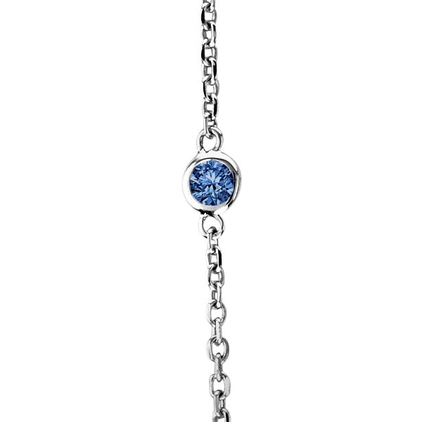 Fancy Blue Diamond Station Necklace 14k White Gold (0.50ct)