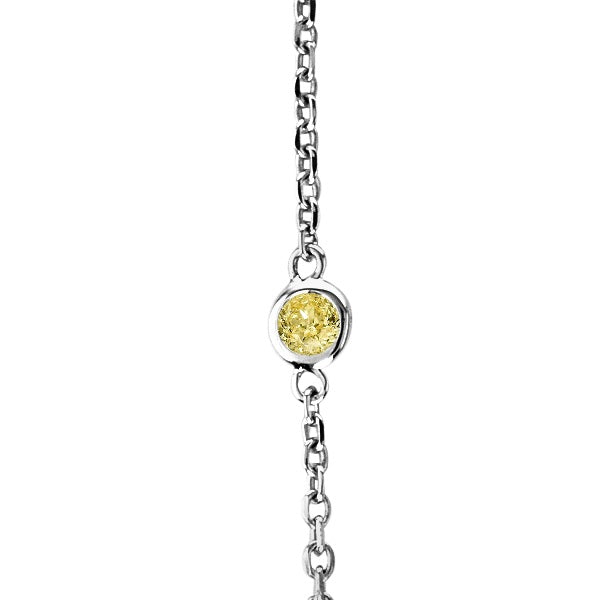 Fancy Yellow Canary Diamond Station Necklace 14k White Gold (1.50ct)