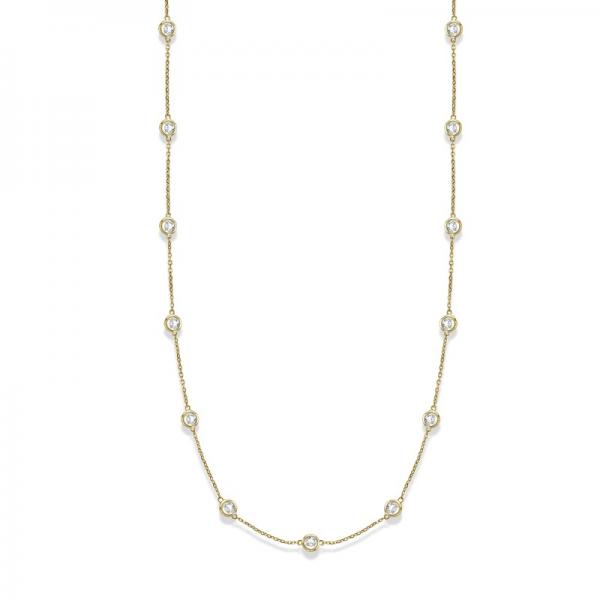 36 inch Long Lab Diamond Station Necklace Strand 14k Yellow Gold (4.00ct)