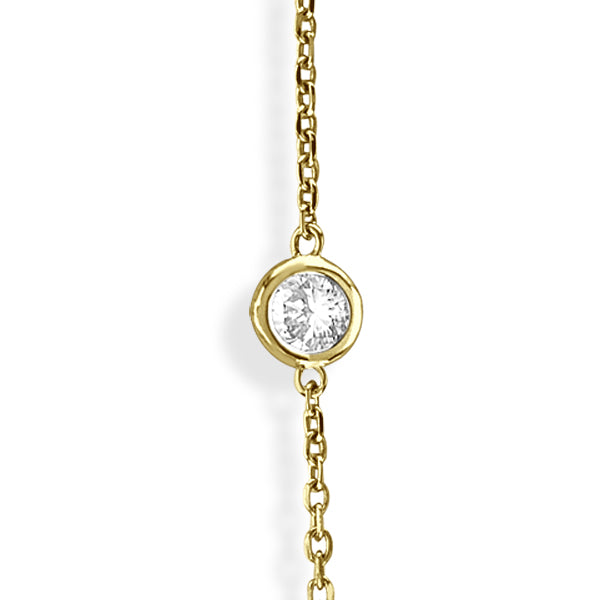 36 inch Long Lab Diamond Station Necklace Strand 14k Yellow Gold (4.00ct)