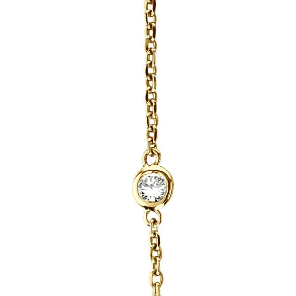 36 inch Long Lab Diamond Station Necklace Strand 14k Yellow Gold (0.66ct)