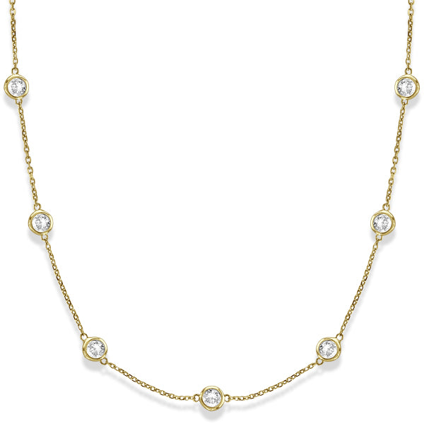 Diamond Station Necklace Bezel-Set in 14k Yellow Gold (3.00ct)