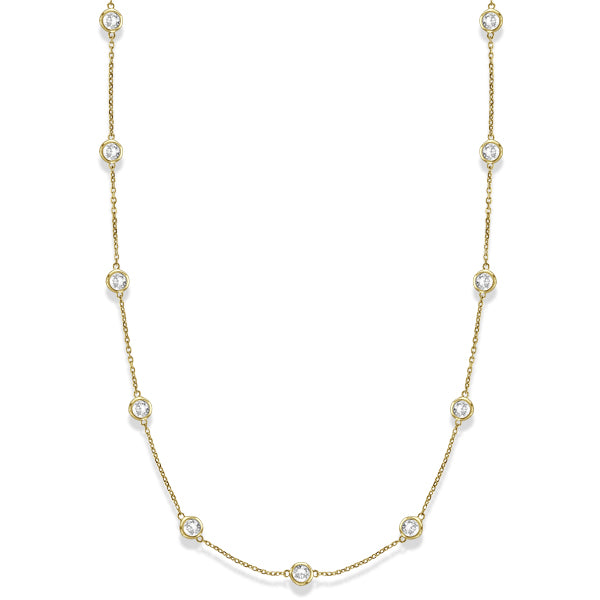 Diamond Station Necklace Bezel-Set in 14k Yellow Gold (3.00ct)