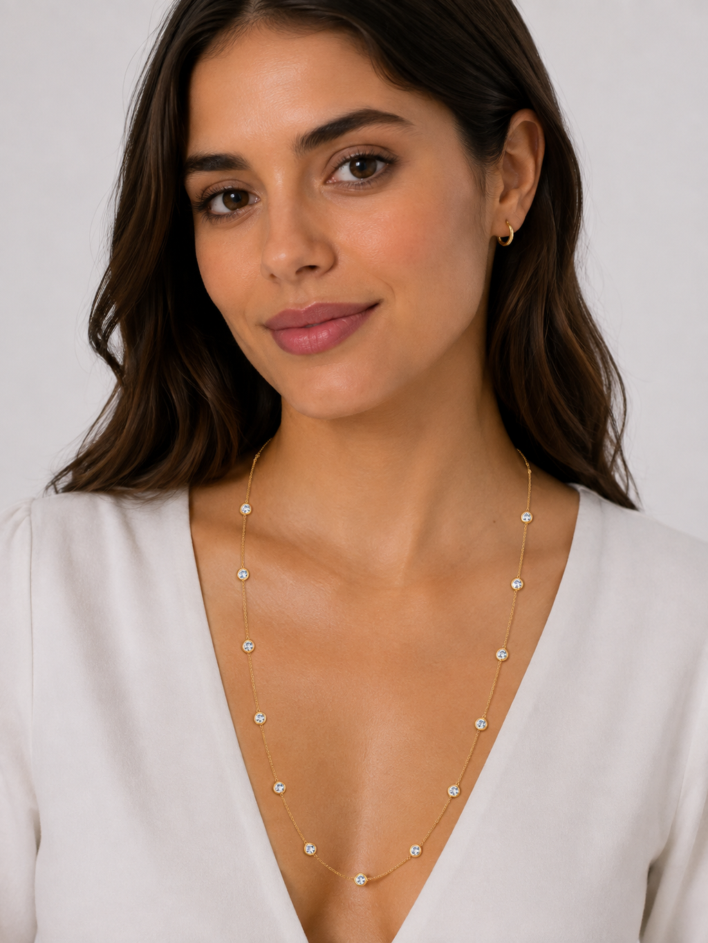 36 Inch Long Lab Diamond Station Necklace Strand 14k Yellow Gold (8.00ct)