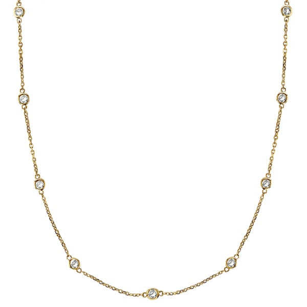 Diamond Station Necklace Bezel-Set in 14k Yellow Gold (0.50 ctw)