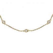 36 inch Long Lab Diamond Station Necklace Strand 14k Yellow Gold (1.00ct)