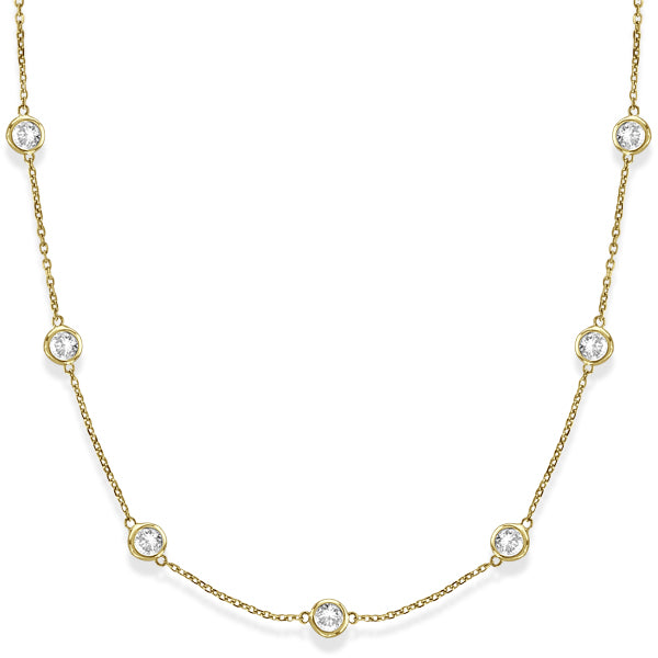 Diamond Station Necklace Bezel-Set in 14k Yellow Gold (5.00ct)