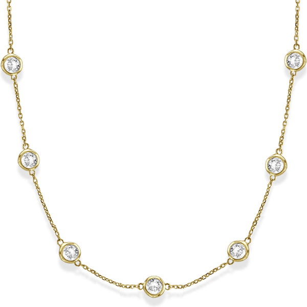 Diamond Station Necklace Bezel-Set in 14k Yellow Gold (6.00ct)