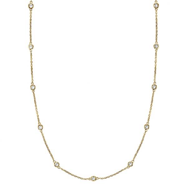Diamond Station Necklace Bezel-Set in 14k Yellow Gold (0.75 ctw)