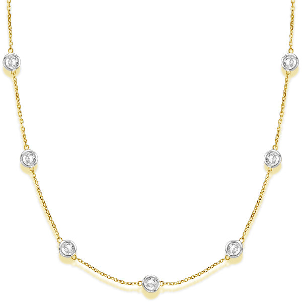 Diamond Station Necklace Bezel-Set in 14k Two Tone Gold (3.00ct)