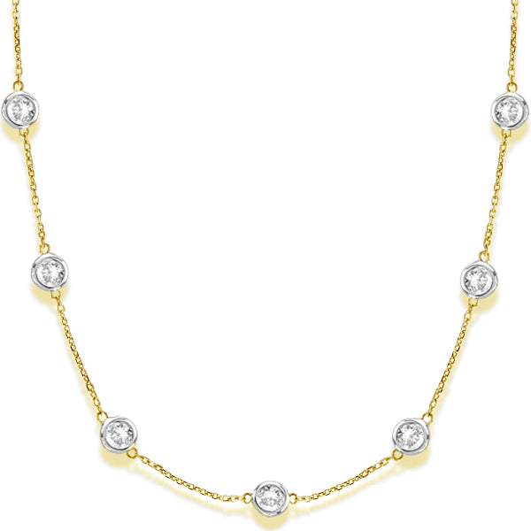 Lab Diamonds By The Yard Station Necklace 14k Two Tone Gold (6.00ct)
