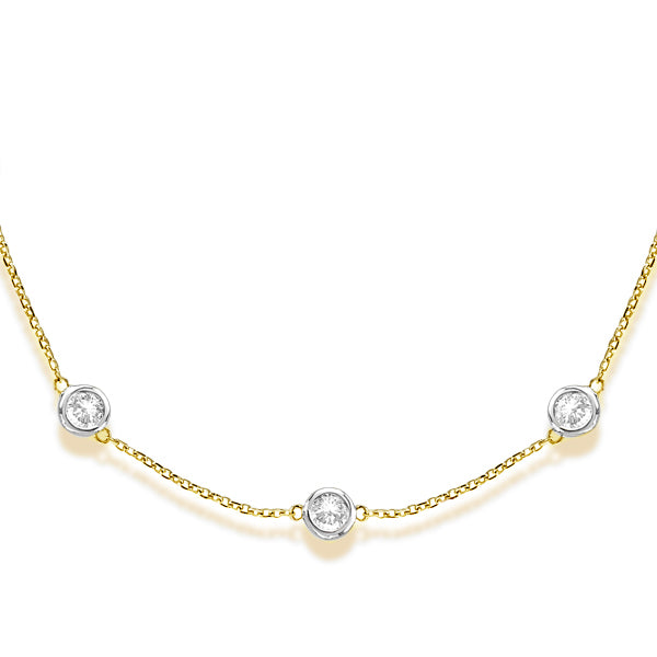 Lab Diamonds By The Yard Station Necklace 14k Two Tone Gold (6.00ct)