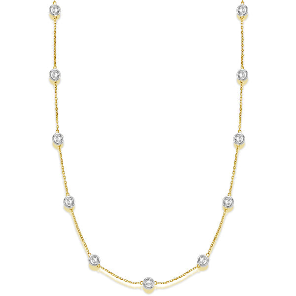 Lab Diamonds By The Yard Station Necklace 14k Two Tone Gold (6.00ct)
