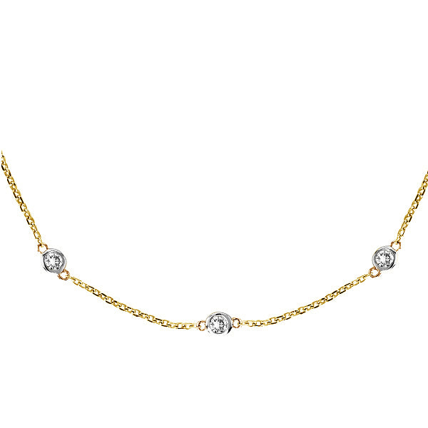 Lab Diamonds By The Yard Station Necklace 14k Two Tone Gold (1.00ctw)