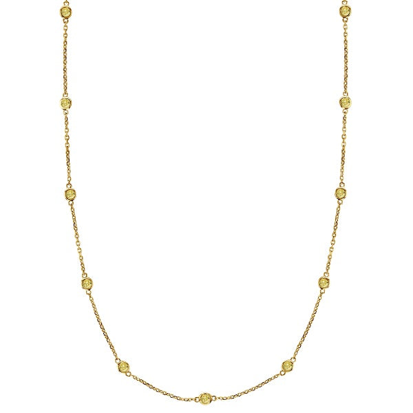Fancy Yellow Canary Diamond Station Necklace 14k Gold (0.75ct)
