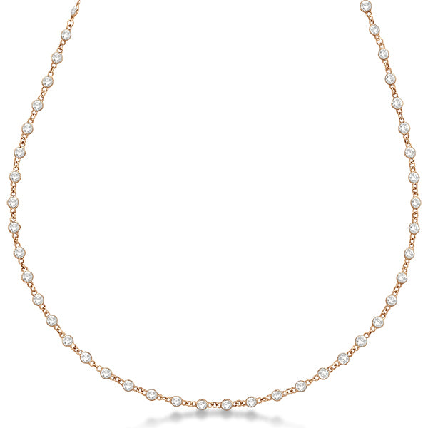 Lab Diamond Station Eternity Necklace in 14k Rose Gold (5.25ct)