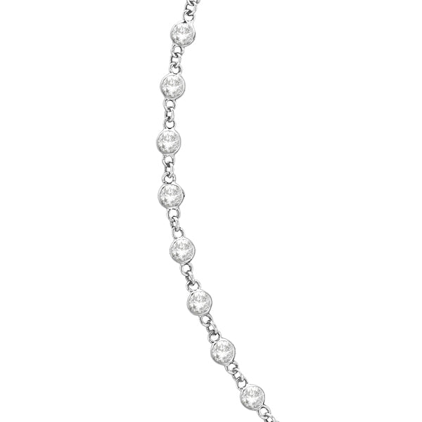 Lab Grown Diamond Station Eternity Necklace in 14k White Gold (3.04ct)