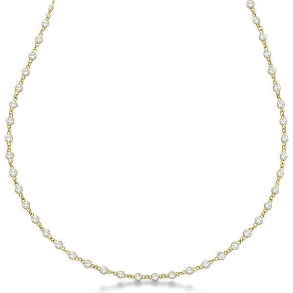 Lab Diamond Station Eternity Necklace in 14k Yellow Gold (3.04ct)