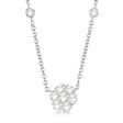 Flower Pendant Diamond Station Necklace 14k White Gold (1.50ct)