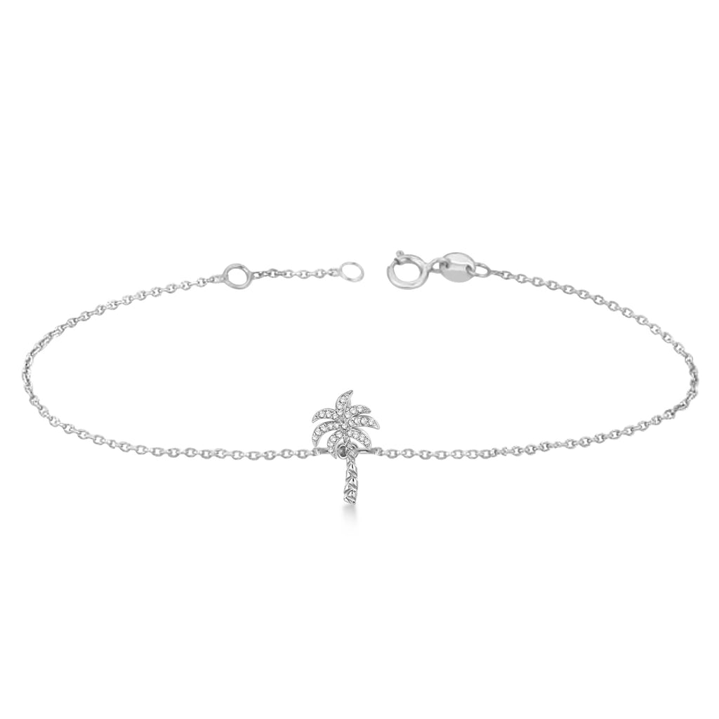 Palm Tree Shaped Diamond Bracelet 14k White Gold (0.25ct)