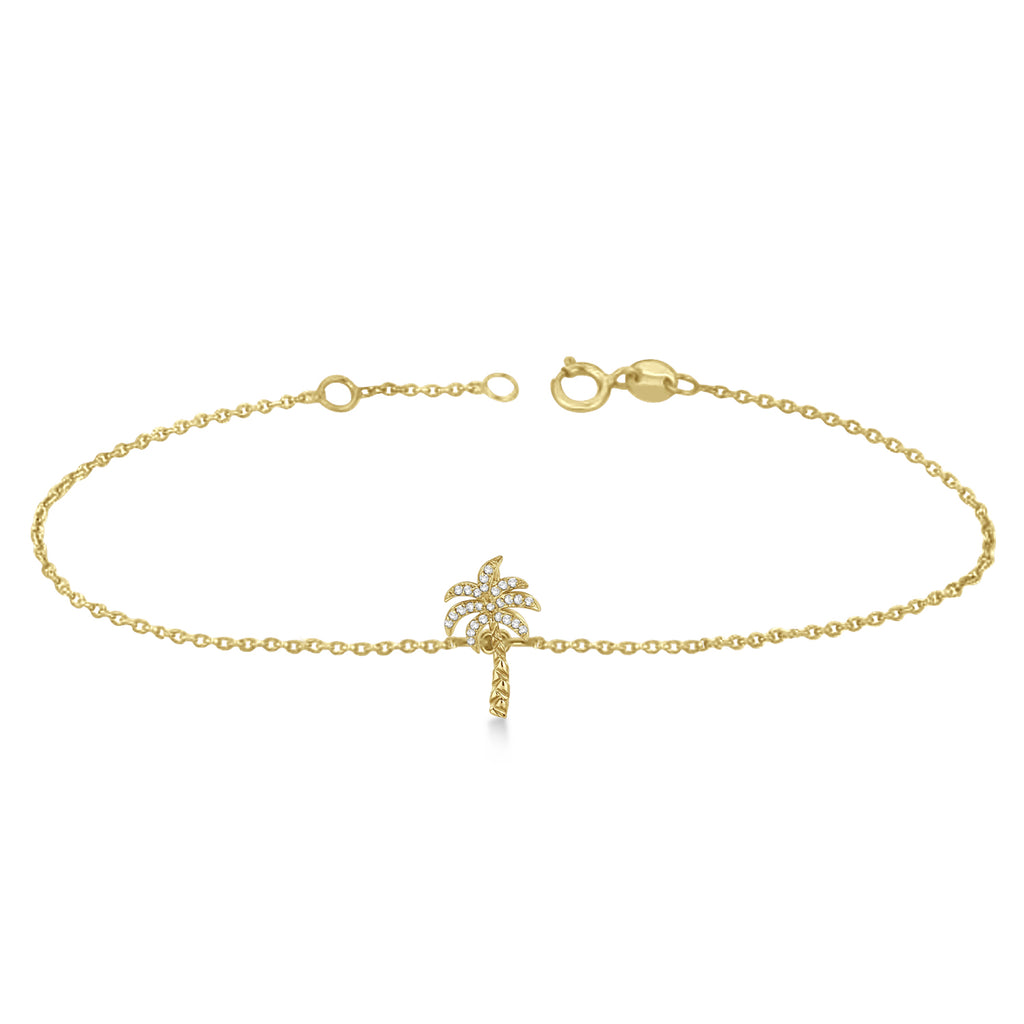 Palm Tree Shaped Diamond Bracelet 14k Yellow Gold (0.25ct)