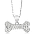 Pave Lab Diamond Dog Bone Pendant Necklace 14K White Gold (0.80ct)