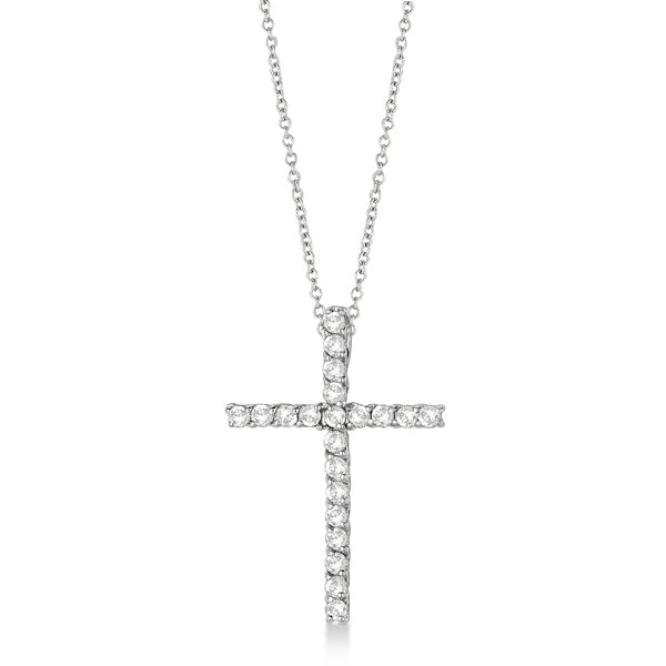 Diamond Cross Pendant Necklace 14kt White Gold (0.75ct)