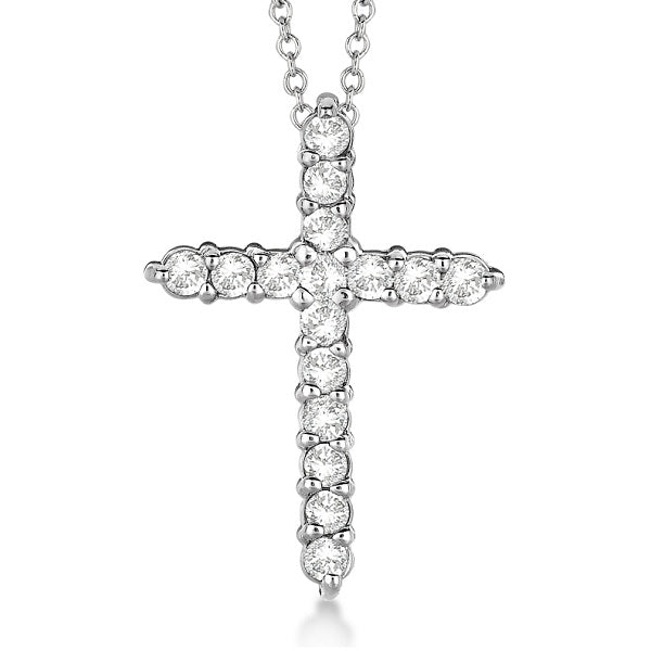 Diamond Cross Pendant Necklace 14kt White Gold (0.50ct)