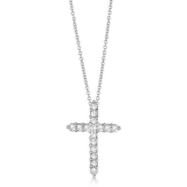 Diamond Cross Pendant Necklace 14kt White Gold (0.50ct)