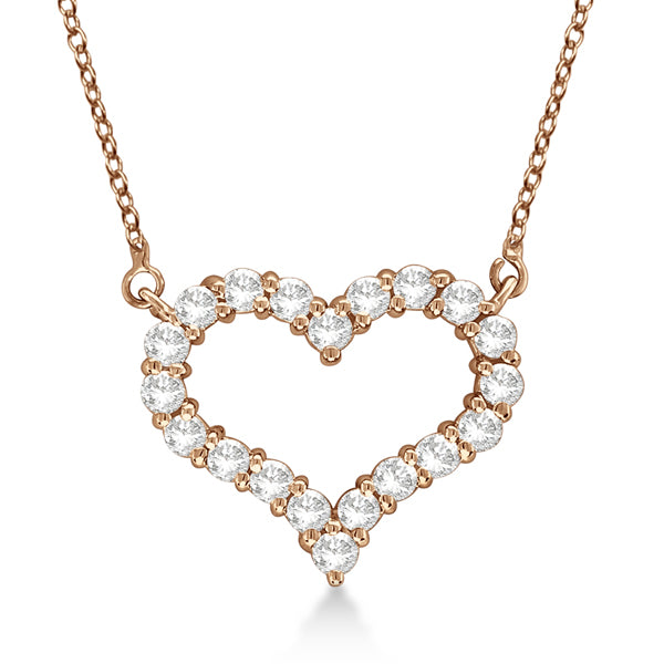 Open Heart Lab Diamond Pendant Necklace 14k Rose Gold (0.50ct)