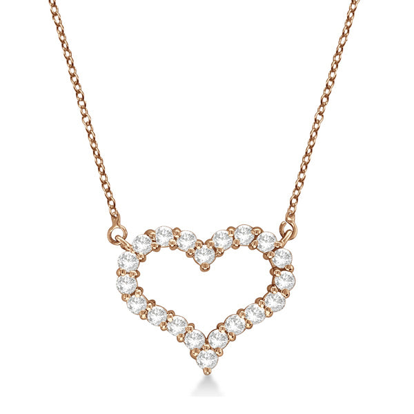 Open Heart Lab Diamond Pendant Necklace 14k Rose Gold (0.50ct)
