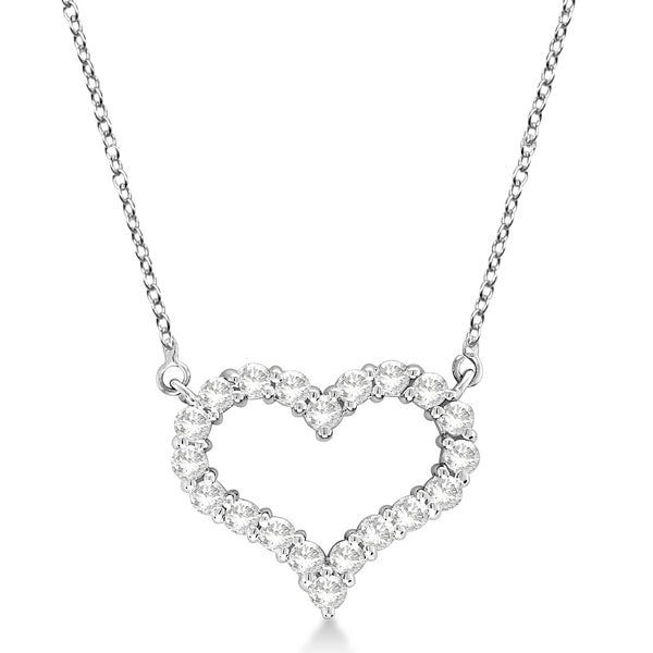 Open Heart Lab Grown Diamond Pendant Necklace 14k White Gold (1.00ct)