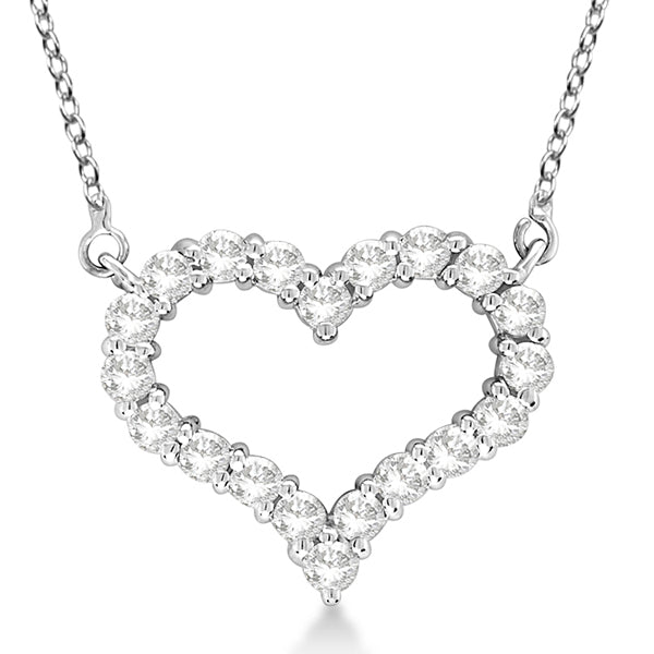 Open Heart Lab Grown Diamond Pendant Necklace 14k White Gold (3.10ct)