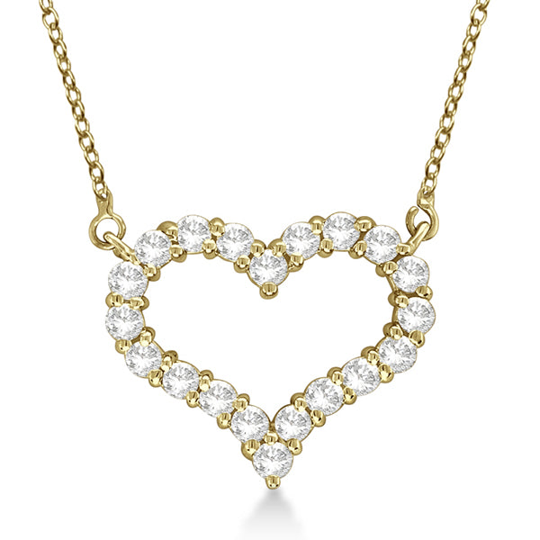 Open Heart Lab Diamond Pendant Necklace 14k Yellow Gold (1.00ct)