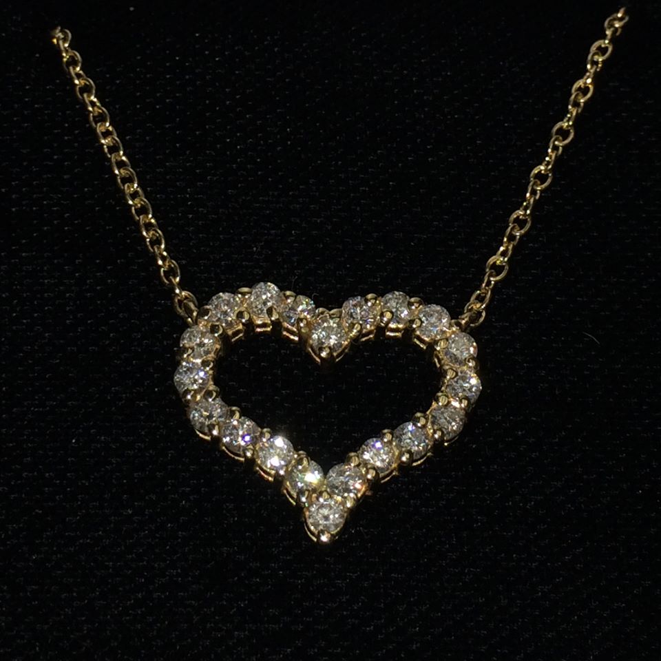 Open Heart Lab Diamond Pendant Necklace 14k Yellow Gold (1.00ct)