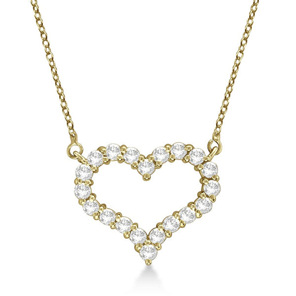 Open Heart Lab Diamond Pendant Necklace 14k Yellow Gold (3.10ct)
