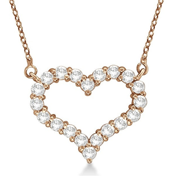 Open Heart Diamond Pendant Necklace 14k Rose Gold (2.00ct)