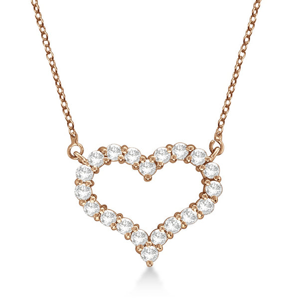 Open Heart Diamond Pendant Necklace 14k Rose Gold (3.10ct)